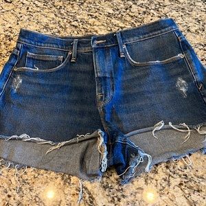 Good American high waisted denim shorts
